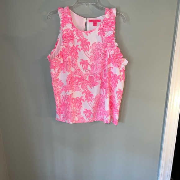 2-pieces Lilly Pulitzer Pink and White Ruffle Blouse(szL) and Tennis Skort(sz12) - Picture 2 of 12